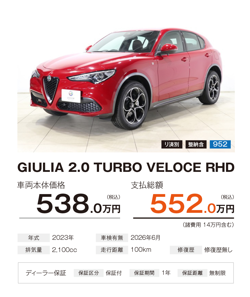 GIULIA 2.0 TURBO VELOCE RHD