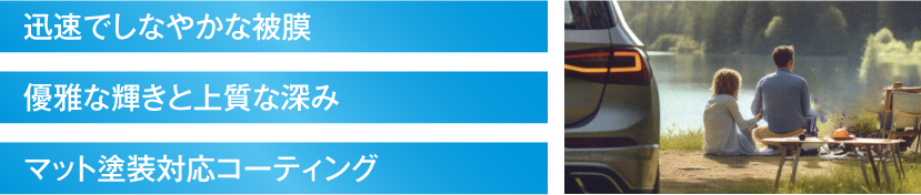 迅速でしなやかな被膜 優雅な輝きと上質な深み マット塗装対応コーティング